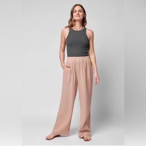 NWT Faherty Dream Wide Leg Organic Cotton Gauze Pants Nougat XL